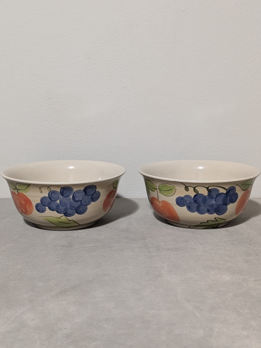 Vintage Royal Norfolk Cereal Fruit Bowls  Grapes Plum Apple Design Set Of 2